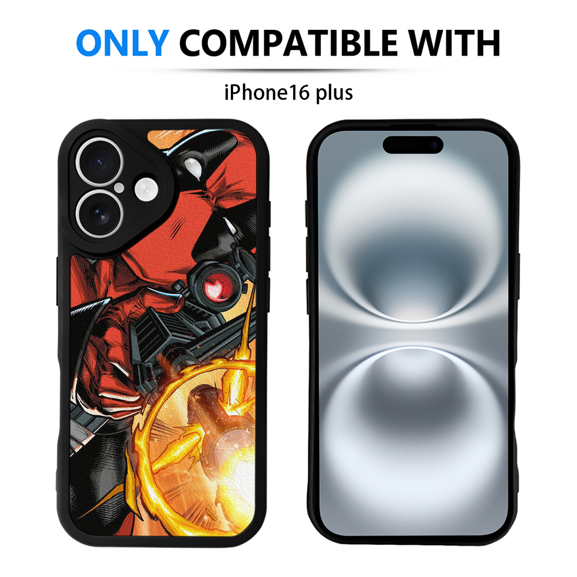 （画像用） Deadpool デッドプール 【iPhone 16シリーズ対応】シリコンスマホケース（レザー調） 材質：シリコン